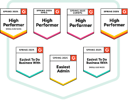 Collaborator recibió insignias de premios G2 Primavera 2025: múltiples premios High Performer para varias regiones, además de Easiest To Do Business With y Easiest Admin.