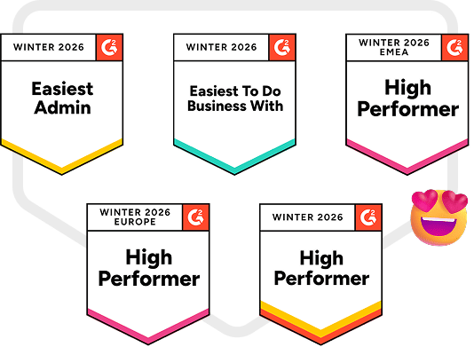 Premios de Collaborator de G2 Winter 2026 en la categoría SEO Tools, con insignias Easiest Admin, Easiest To Do Business With y High Performer para las regiones global, EMEA y Europa.