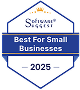 Collaborator, mejor para pequeñas empresas 2025 — insignia en forma de escudo azul y gris de SoftwareSuggest