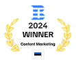 Collaborator, ganador en la categoría de marketing de contenidos 2024 — insignia dorada con corona de laurel de TechBehemoths