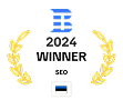 Collaborator, ganador en la categoría SEO 2024 — insignia dorada con corona de laurel de TechBehemoths