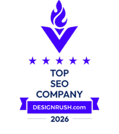 Insignia DesignRush Top SEO Company 2026 que reconoce la excelencia en servicios de optimización para motores de búsqueda (SEO).