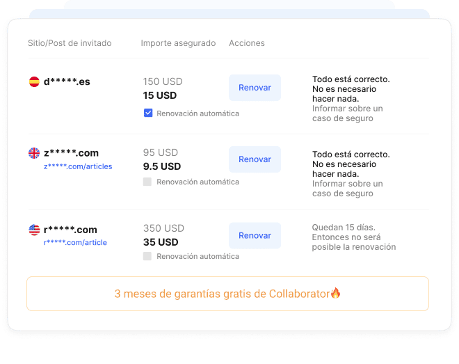 Detalles de la garantía: cobertura gratuita por 3 meses y extensión paga por 1 año disponible en Collaborator