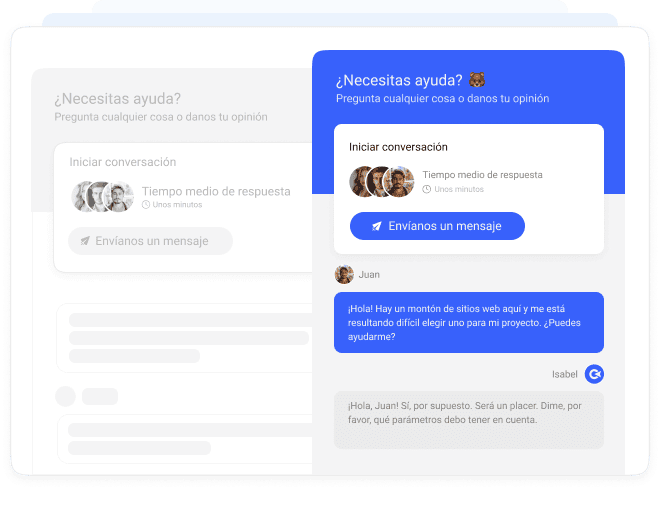 Interfaz de chat en vivo de Collaborator con conversación activa de soporte