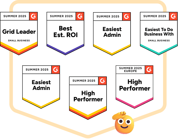 Collaborator obtuvo insignias de premios G2 Verano 2025, incluyendo Grid Leader Small Business, Best Estimated ROI, Easiest Admin, Easiest To Do Business With y High Performer Europe.