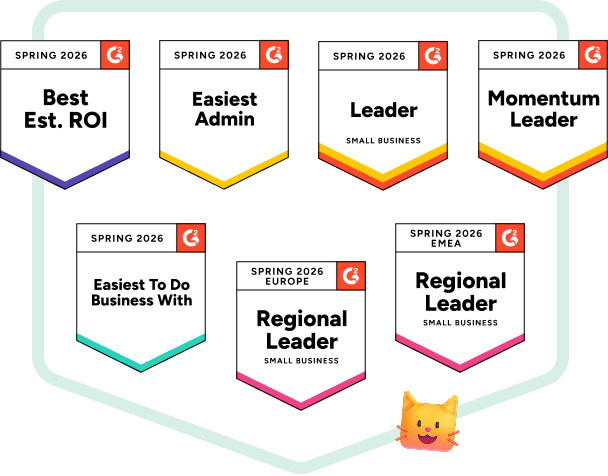 Premios G2 Spring 2026 de Content Distribution para Collaborator, incluyendo Momentum Leader, Leader Small Business, Easiest Admin, Easiest To Do Business With, Best Estimated ROI y reconocimiento como Leader en Europa y EMEA