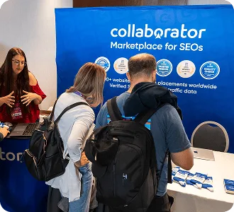 Visitantes explorando el stand de Collaborator en Digital Marketing Europe 2026.